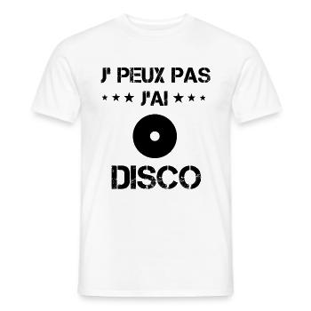 j'peux pas j'ai disco vinyle cadeau vinyle - T-shirt homme - blanc - Devant - AI Model Male 178 dark (178cm)