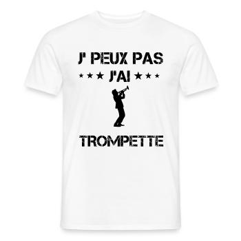 j'peux pas j'ai trompette cadeau trompettiste - T-shirt homme - blanc - Devant - AI Model Male 178 dark (178cm)