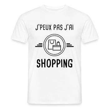 j'peux pas j'ai shopping - T-shirt homme - blanc - Devant - AI Model Male 178 dark (178cm)