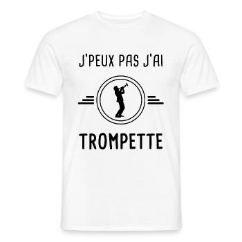 j'peux pas j'ai trompette - T-shirt homme - blanc - Devant - AI Model Male 178 dark (178cm)