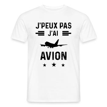 j'peux pas j'ai avion pilote - T-shirt homme - blanc - Devant - AI Model Male 178 dark (178cm)