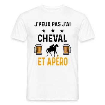 J'peux pas j'ai cheval cavalier et apéro - T-shirt homme - blanc - Devant - AI Model Male 178 dark (178cm)