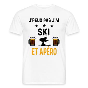 J'peux pas j'ai ski et apéro - T-shirt homme - blanc - Devant - AI Model Male 178 dark (178cm)