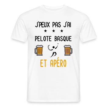 J'peux pas j'ai pelote basque apéro - T-shirt homme - blanc - Devant - AI Model Male 178 dark (178cm)