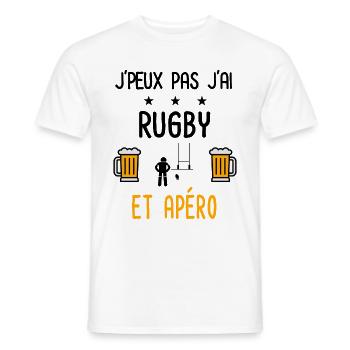 J'peux pas j'ai rugby sport apéro - T-shirt homme - blanc - Devant - AI Model Male 178 dark (178cm)
