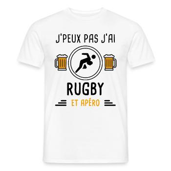 j'peux pas j'ai rugby joueur apéro cadeau - T-shirt homme - blanc - Devant - AI Model Male 178 dark (178cm)