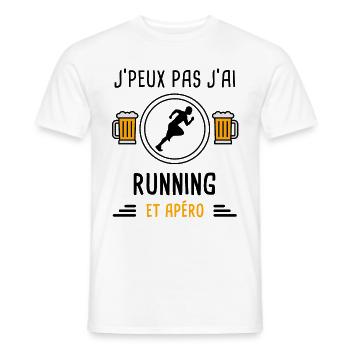 j'peux pas j'ai running apéro cadeau - T-shirt homme - blanc - Devant - AI Model Male 178 dark (178cm)