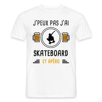 j'peux pas j'ai skateboard apéro cadeau - T-shirt homme - blanc - Devant - AI Model Male 178 dark (178cm)
