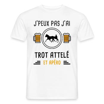 j'peux pas j'ai trot attelé apéro cadeau - T-shirt homme - blanc - Devant - AI Model Male 178 dark (178cm)
