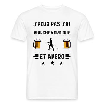 j'peux pas marche nordique apéro - T-shirt homme - blanc - Devant - AI Model Male 178 dark (178cm)