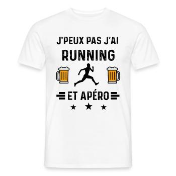 j'peux pas running courir apéro - T-shirt homme - blanc - Devant - AI Model Male 178 dark (178cm)