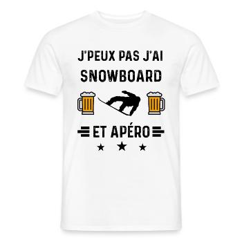 j'peux pas snowboard apéro - T-shirt homme - blanc - Devant - AI Model Male 178 dark (178cm)