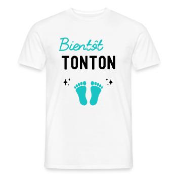 Bientôt tonton cadeau naissance grossesse tonton - T-shirt homme - blanc - Devant - AI Model Male 178 dark (178cm)