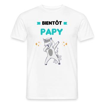 Bientôt papy licorne dab annonce grossesse papy - T-shirt homme - blanc - Devant - AI Model Male 178 dark (178cm)
