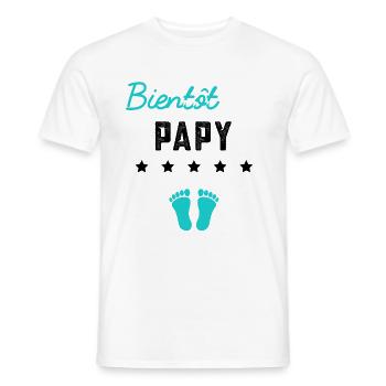Bientôt papy cadeau grossesse famille papy - T-shirt homme - blanc - Devant - AI Model Male 178 dark (178cm)
