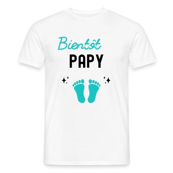 Bientôt papy cadeau naissance grossesse papy - T-shirt homme - blanc - Devant - AI Model Male 178 dark (178cm)