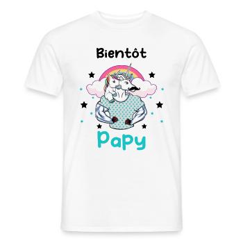 Bientôt papy licorne annonce grossesse papy - T-shirt homme - blanc - Devant - AI Model Male 178 dark (178cm)