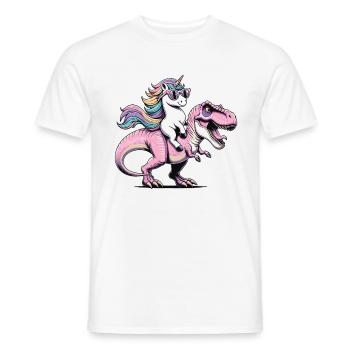 Einhorn Dinosaurier Fantasy Kreatur Geschenk - Männer T-Shirt - Weiß - Vorne - AI Model Male 178 dark (178cm)