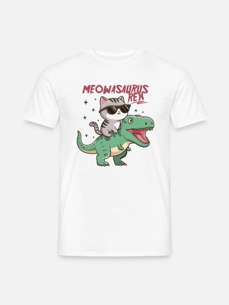 Cool kattunge på T-Rex Funny Dinosaur Trend - T-shirt herr - vit