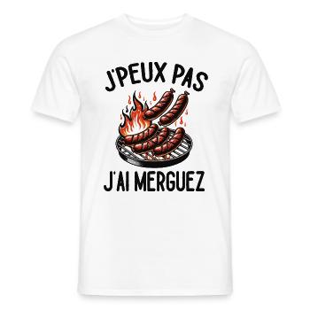 J'Peux Pas J'ai Merguez Cadeau Nourriture Barbecue - T-shirt homme - blanc - Devant - AI Model Male 178 dark (178cm)