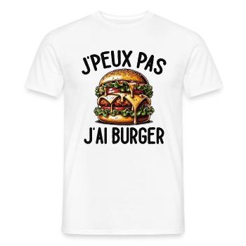J'Peux Pas J'ai Hamburger Cadeau Nourriture Drôle - T-shirt homme - blanc - Devant - AI Model Male 178 dark (178cm)