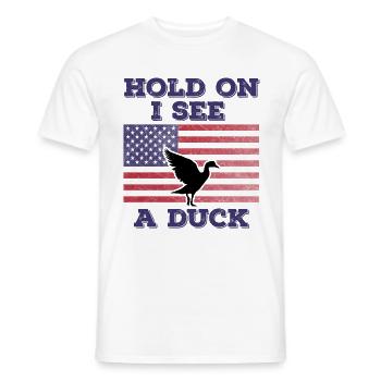 Canard Drapeau Américain Cadeau Original Drôle - T-shirt homme - blanc - Devant - AI Model Male 178 dark (178cm)