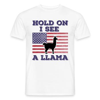 Lama Drapeau Américain Cadeau Original Drôle - T-shirt homme - blanc - Devant - AI Model Male 178 dark (178cm)