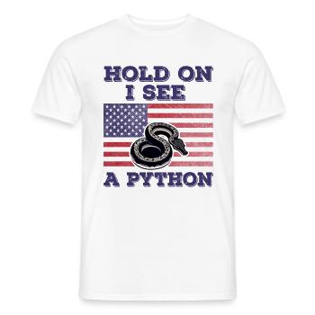 Python American Flag Funny Original Gift - Men's T-Shirt - white - Front - AI Model Male 178 dark (178cm)