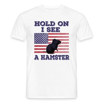 Hamster American Flag Funny Original Gift - Men's T-Shirt - white - Front - AI Model Male 178 dark (178cm)