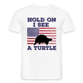 Turtle American Flag Funny Original Gift - Men's T-Shirt - white - Front - AI Model Male 178 dark (178cm)