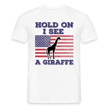 Giraffe American Flag Funny Original Gift - Men's T-Shirt - white - Front - AI Model Male 178 dark (178cm)