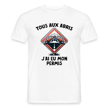 Permis De Conduire Idée Cadeau Humour Auto-École - T-shirt homme - blanc - Devant - AI Model Male 178 dark (178cm)