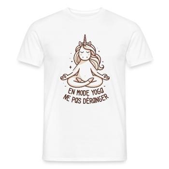 Licorne Yogi Cool - En Mode Yoga Méditation - T-shirt homme - blanc - Devant - AI Model Male 178 dark (178cm)
