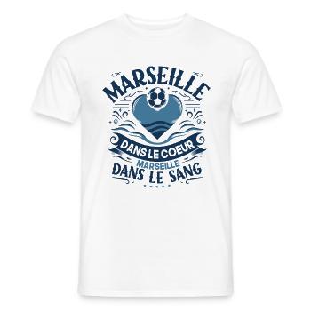Cadeau Marseillais Humour Cœur Marseille Foot - T-shirt homme - blanc - Devant - AI Model Male 178 dark (178cm)