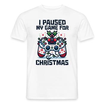 Game on Break for Christmas Gift Humor Geek - Men's T-Shirt - white - Front - AI Model Male 178 dark (178cm)