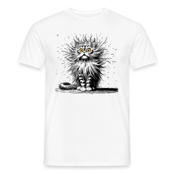 funny cat - Men's T-Shirt - white - Front - AI Model Male 178 dark (178cm)