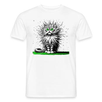 Katze, Comic, witzig, lustig - Männer T-Shirt - Weiß - Vorne - AI Model Male 178 dark (178cm)