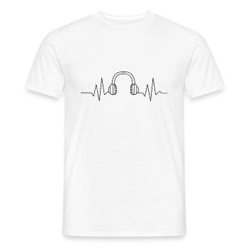 Battement de coeur Musique cadeau coeur casque DJ coeur - T-shirt homme - blanc - Devant - AI Model Male 178 dark (178cm)