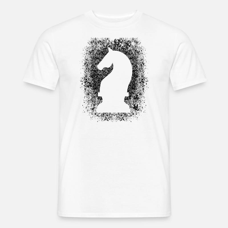 Schach Pferd Geschenk Figur Spieler Brettspiel - Männer T-Shirt - Weiß