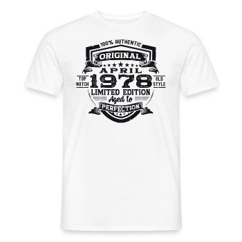 45e anniversaire homme April Né en 1978 Original - T-shirt homme - blanc - Devant - AI Model Male 178 dark (178cm)