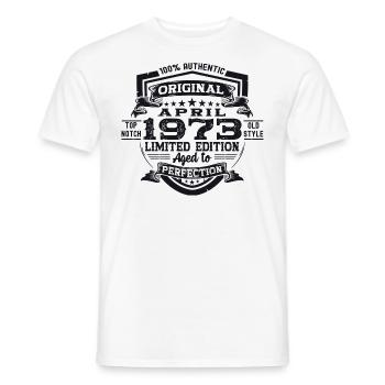 50e anniversaire homme April Né en 1973 Original - T-shirt homme - blanc - Devant - AI Model Male 178 dark (178cm)