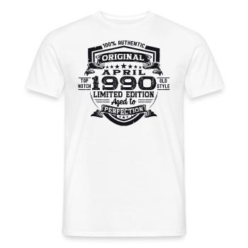 33rd birthday man April Born 1990 Original - Men's T-Shirt - white - Front - AI Model Male 178 dark (178cm)