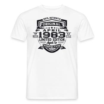 40th birthday man April Born 1983 Original - Men's T-Shirt - white - Front - AI Model Male 178 dark (178cm)