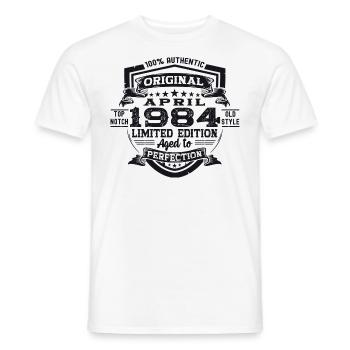 39e anniversaire homme April Né 1984 Original - T-shirt homme - blanc - Devant - AI Model Male 178 dark (178cm)