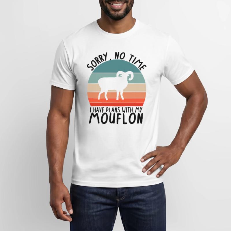 Pas de temps plan avec les cornes de mufflon Kids Animal forêt T-shirt homme