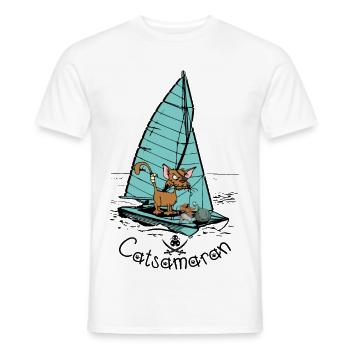 Catamaran Cat Boat - T-shirt homme - blanc - Devant - AI Model Male 178 dark (178cm)