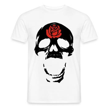 Der schwarze Schädel und die Rose - Männer T-Shirt - Weiß - Vorne - AI Model Male 178 dark (178cm)