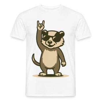 Blaireau Rock’n’Roll - T-shirt homme - blanc - Devant - AI Model Male 178 dark (178cm)