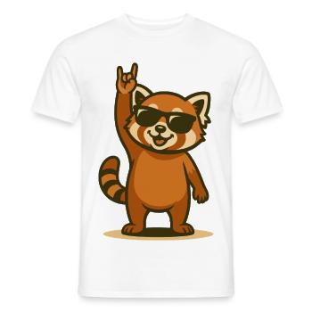 Roter Panda Rocker – Cooles Panda Jungtier - Männer T-Shirt - Weiß - Vorne - AI Model Male 178 dark (178cm)