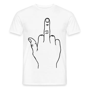 The simple raised finger - Men's T-Shirt - white - Front - AI Model Male 178 dark (178cm)